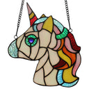 8"H Ariel the White Unicorn Stained Glass Window Panel