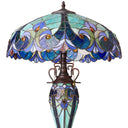 24.5" H Halston Double Lit Blue Bowl Shade Stained Glass Table Lamp