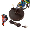 15" H Tiffany-Style Stained Glass Bird Novelty Table Lamp. Close up of electrical cord