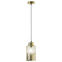 6" Callie Textured Metallic Gold and Clear Ombre Glass Cylinder-Shaped Pendant Lamp