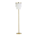 63"H Polished Metal Floor Lamp With Cream Fringe Shade