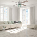 Eva River of Goods Remote Controlled Ribbed Green Sea Glass Shaded 1-Light 52-Inch Ceiling Fan
