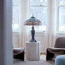 35" H Dragonfly Tiffany-Style Stained Glass Table Lamp