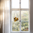 8.25"H Cassie Honeycomb Bees Stained Glass Window Panel