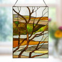 20"H Fall Treescape Stained Glass Window Panel