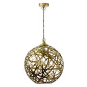 16" W Jillian Industrial Abstract Gold Metal Globe Shade Pendant Light