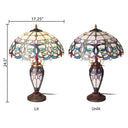 24.5" H Victorian Ivory Dome Shade Double Lit Tiffany-Style Stained Glass Table Lamp