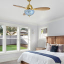 42" W Pierre LED Indoor Blue and Teal Mosaic Glass Ceiling Fan with Remote Control