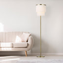 63"H Polished Metal Floor Lamp With Cream Fringe Shade