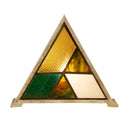 11" H Stained Glass Triangle Shade Wood Base Accent Lamp