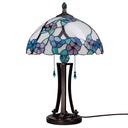 Tula 24.75" H Tiffany-style Teal Bowl Shade Stained Glass Table Lamp -Off