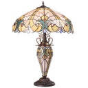 24.5" H Halston Double Lit Ivory Bowl Shade Stained Glass Table Lamp- On
