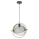 14.625"L Industrial Metal Pendant Light with Gold Accent