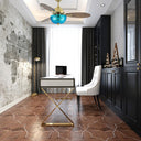 42" W Valencia LED Indoor Blue Hand-Cut Glass and Gold Finish Ceiling Fan with Remote Control