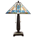 21" H Amberly Tiffany-Style Stained Glass Empire Shade Candlestick Table Lamp -Lit