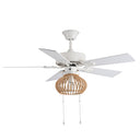 Avalon River of Goods White and Tan Wood Caged Ceiling Fan with Light