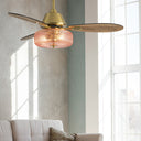 42-in W Sable LED Indoor Pink Ribbed Glass and Gold Metal Ceiling Fan with Remote