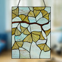 17.5"H Ginkgo Leaf Stained Glass Window Panel
