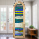 36" H Oversized Geometric Stained Glass Window Panel