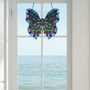 12"H Love Life Butterfly Stained Glass Window Panel