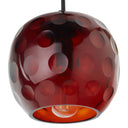6" W Anthony Retro Red Hand-Blown Glass Globe Shade Pendant Light with Hand Cut Polka Dot Design