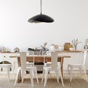 22" W Jane Industrial Black and Silver Dome Shade Pendant