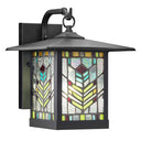 River of Goods Multicolor Stained Glass and Black 1-Light Outdoor Lantern Wall Sconce