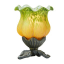 6.25" H Green and Orange Glass Tulip Accent Lamp