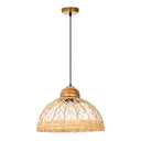 16.25" W 1-Light Josie Wood and Jute Dome Pendant