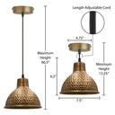 6.5"H Hammered Metal 1-Light Pendant