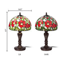 17" H Genevieve Red Flowers Stained Glass Candlestick Table Lamp