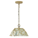 13" 1-Light Gold Metal and Silver Glass Pendant