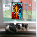 13" H Roz Horse Stained Glass Window Panel