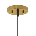 6.5" 1-Light Gold Pendant Light with Textured Glass Brown Mango Wood and Amber Glass Cylinder Shade