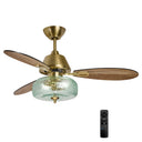 42" W Cecile LED Indoor Hand-Blown Seafoam Green Glass Shade with Dot Texture Ceiling Fan with Remote Control