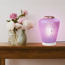 10.5" H Lila Pink/Purple Glass Shade with a White Marble Block Base Accent Lamp