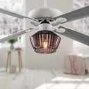 Eva River of Goods Remote Controlled Chocolate Ribbed Glass Shaded 1-Light 52-Inch Ceiling Fan