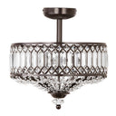 15.25"H Tiered Jeweled Glass and Metal Semi-Flush Mount Lighting Fixture