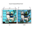 12.5”H Liam the Blue Desert Llama Stained Glass Window Panel