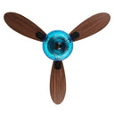 42" W Valencia LED Indoor Blue Hand-Cut Glass Bowl Shade Ceiling Fan with Remote Control