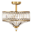 15.25"H Tiered Jeweled Glass and Metal Semi-Flush Mount Lighting Fixture
