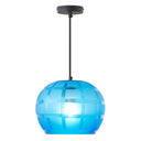 11.75" W Curtis Modern Blue Hand Blown Glass Globe Shade Pendant Light