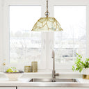 13" 1-Light Gold Metal and Silver Glass Pendant