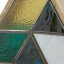 11" H Stained Glass Triangle Shade Wood Base Accent Lamp