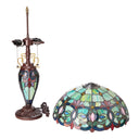 24.5" H Victorian Green Dome Shade Double Lit Tiffany-Style Stained Glass Table Lamp