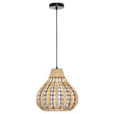 13"W Sandra Metal Pendant Light with Natural Rattan Shade