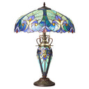 24.5" H Halston Double Lit Blue Bowl Shade Stained Glass Table Lamp