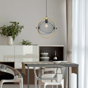 14.625"L Industrial Metal Pendant Light with Gold Accent