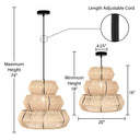 Brigitta 20"W Tiered Cream Jute Pendant Light