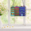 River of Goods 6-Inch Row House Skyline Stained Glass Suncatcher